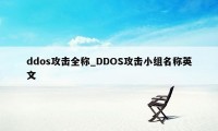 ddos攻击全称_DDOS攻击小组名称英文